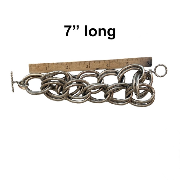 bracelet toggle thick chain silver WHITE HOUSE BLACK MARKET statement pristine - Picture 7 of 11